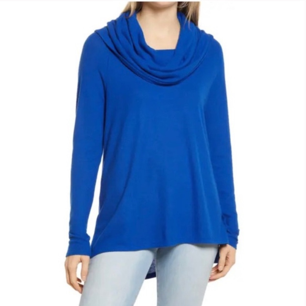 GibsonLook Cobalt Blue Convertible Neckline Long Sleeved Sweater Top Small NEW